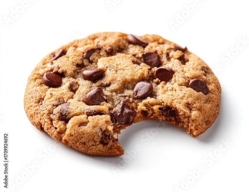 Close-up of a chocolate chip cookie with a bite taken out (1)