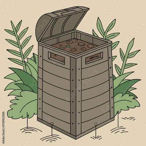 Vector illustration of an antique wooden commode with drawers