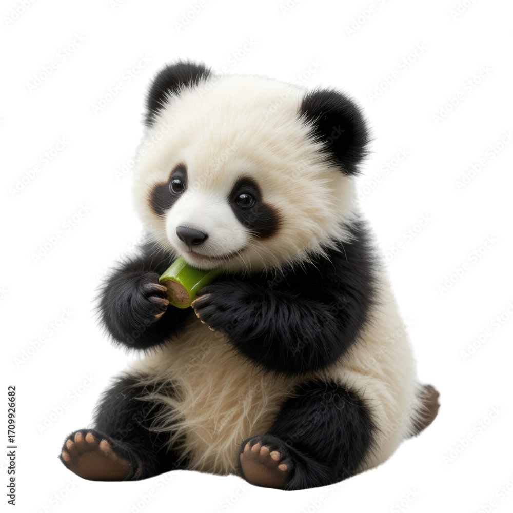 Naklejka premium Close up of a cute young red panda mammal creature with brown fur on a white background