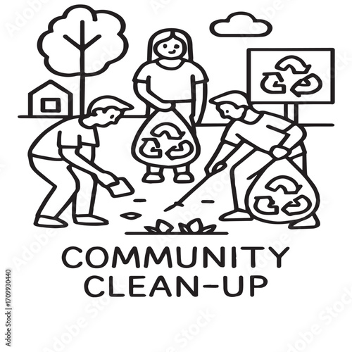 Community clean-up event icon vector.