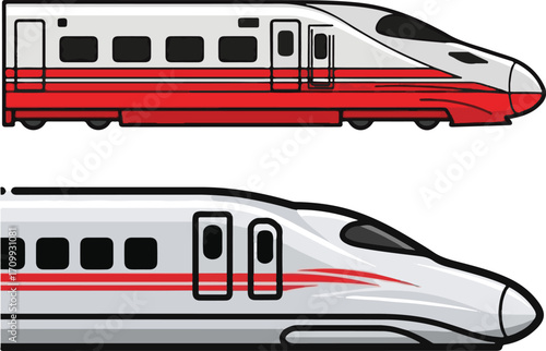 Modern High-Speed Train Illustrations in Side Profile