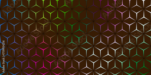 seamless geometric cubical 3D graphic design pattern. Dark Minimalist 3D Lit Transparent Cubes Grid Pattern. Cube seamless background. Vector illustration. Vector seamless geometric hexagon pattern.