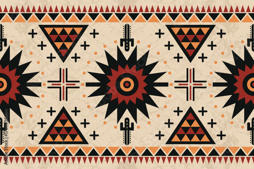 Navajo tribal vector pattern. Native American ornament. Ethnic South Western decor style. Boho geometric ornament.Ikat floral paisley embroidery blanket, rug. Woven carpet