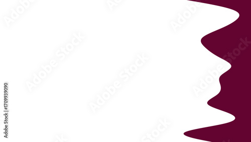 Abstract graphic design featuring a modern wavy burgundy shape on a crisp white background. Perfect for presentations, branding, and digital media.