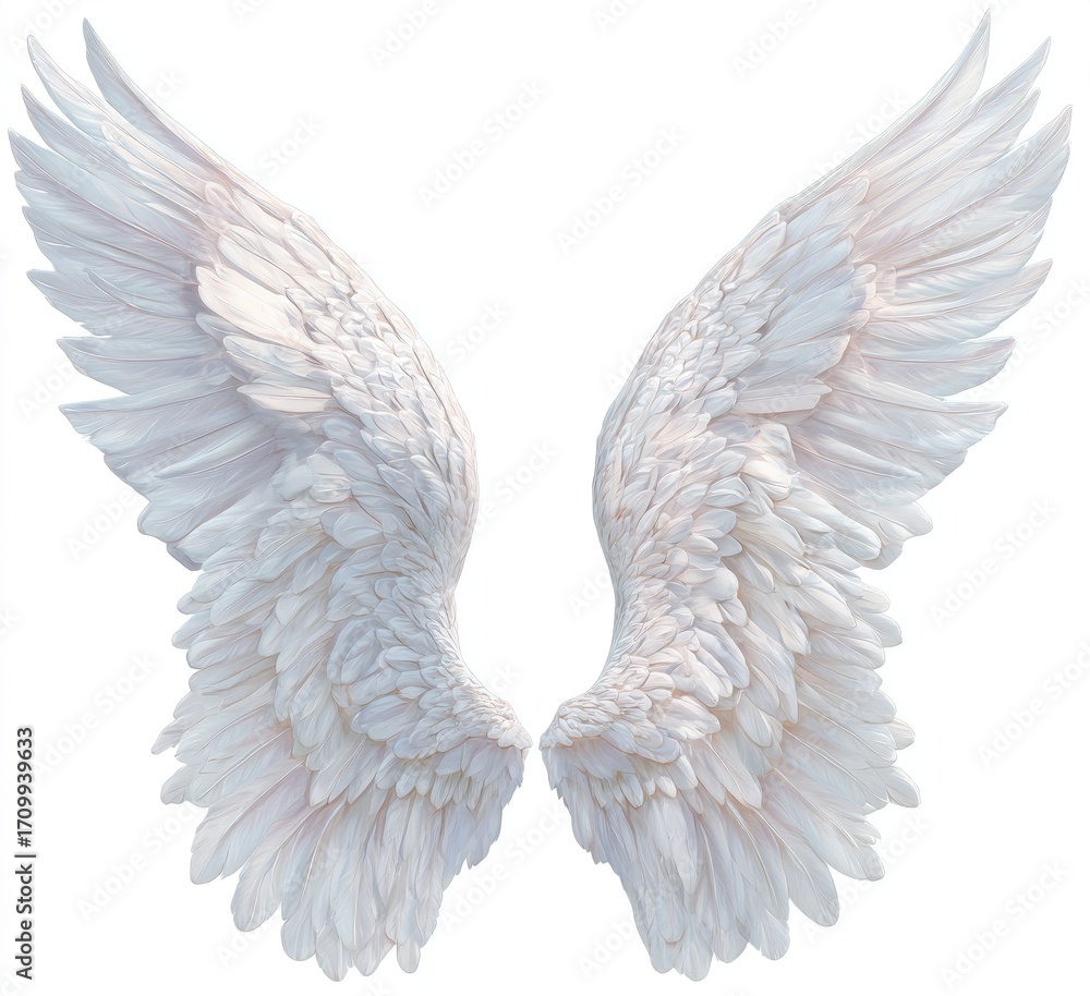 Obraz premium Pair of detailed, white angel wings (1)