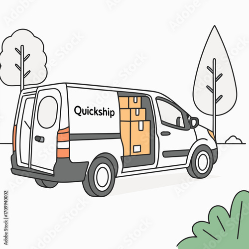 Vector illustration of a cargo truck for shipping and delivery services