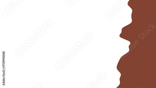 Abstract image of rich, melted brown chocolate flowing downwards on a clean white background, perfect for dessert recipes, ads, or sweet treats.