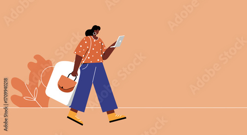 Stylized illustration of a person sweeping against a modern city backdrop. Concept of urban cleaning, maintenance, and community care. Useful for lifestyle or environmental projects.