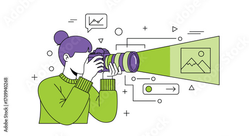 Creative person with professional camera capturing images visual elements photography creativity