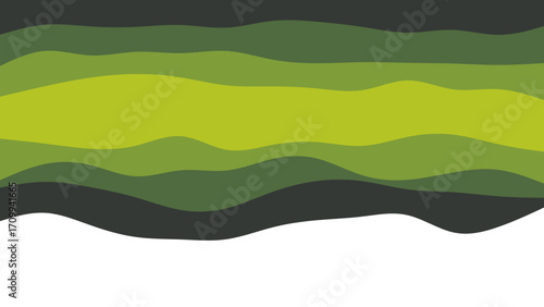 Dynamic abstract background with undulating green layers, evoking natural landscapes and organic design. Perfect for environmental themes, modern branding, or fresh concepts.