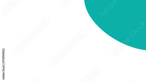 Clean, minimalist design featuring a vibrant teal quarter circle on a crisp white background. Ideal for modern branding, presentations, or abstract backdrops.