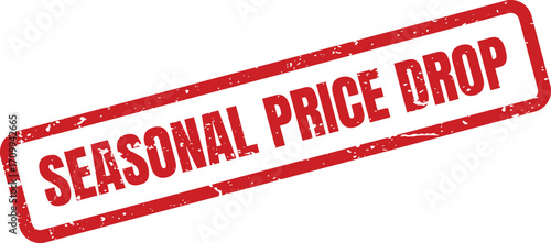 A red stamp announces a seasonal price drop in bold lettering