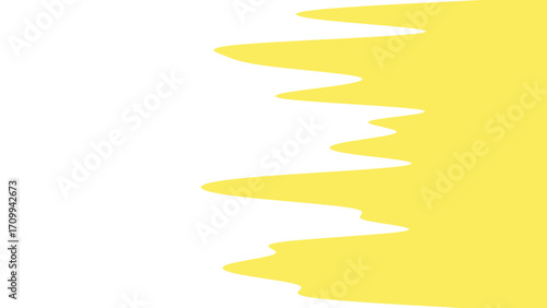 Abstract yellow wavy shape on a clean white background, creating a dynamic, fluid, and modern graphic design element with copy space.