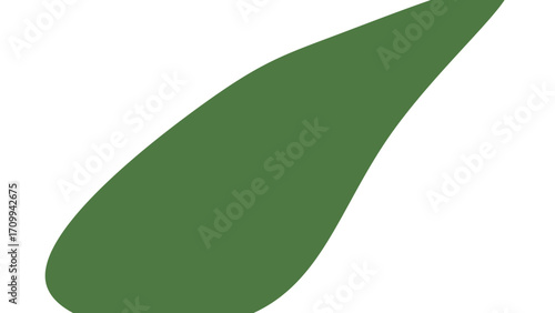 Minimalist green abstract organic shape on a clean white background, ideal for modern design, nature themes, or clean branding elements.