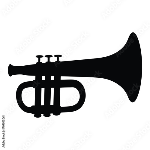 Download black silhouette trumpet vector image for jazz music brass band orchestra concert hall