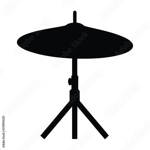 Hi hat cymbal stand vector illustration for drum set percussion music instrument silhouette icon
