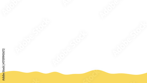 Abstract wavy yellow shape on a clean white background, creating a minimalist graphic design element. Ideal for summer, beach, or nature-themed concepts.