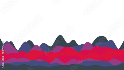 Abstract colorful wave layers creating a modern digital landscape or data visualization background. Ideal for technology, business, or creative design projects.