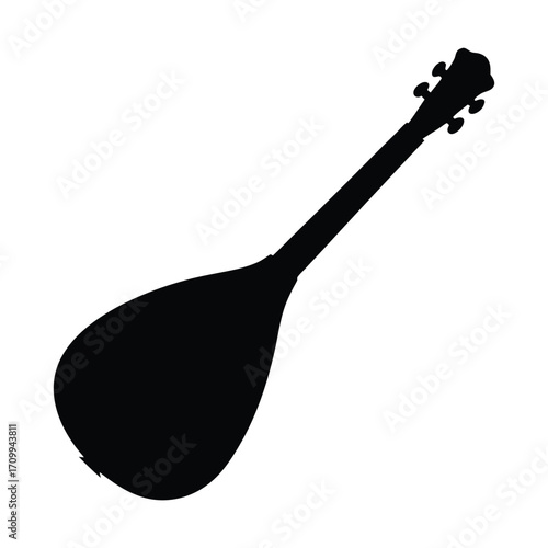 Find bouzouki greek musical instrument vector silhouette illustration for music lovers and musicians