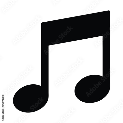 Download black musical note vector icon for music sheet and melody notation illustration design