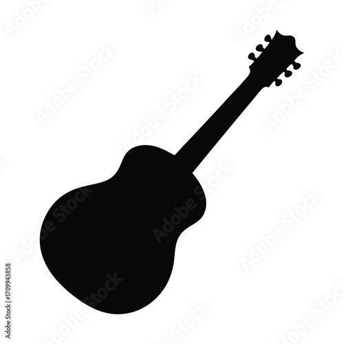 Acoustic guitar silhouette vector illustration for music lovers and guitar enthusiasts design needs