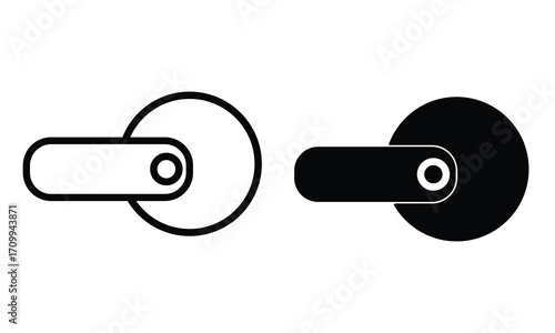 Modern Door Handle Icons: Minimalist vector illustration showcasing sleek and modern door handle design in both outline and filled styles, representing the essence of simplicity and functionality.