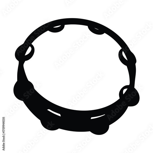 Isolated tambourine musical instrument percussion vector illustration black and white design