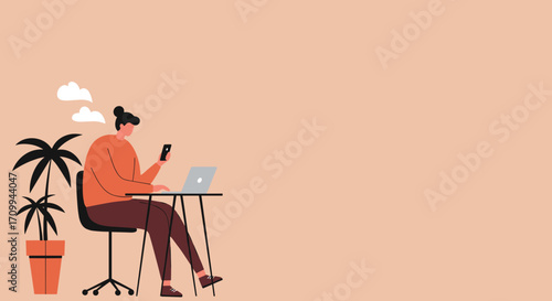 An elderly man, with glasses and white hair, sits outdoors, engaged with a smartphone and laptop. This illustrates a modern senior lifestyle, blending technology with leisure or remote work.