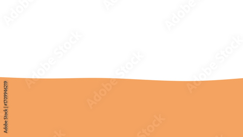 Minimalist abstract background featuring a clean white top and a soft peach-orange bottom, divided by a gentle wavy line, ideal for design or copy space.