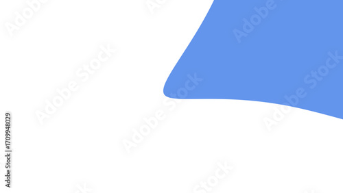 Abstract blue curved shape on a clean white background, offering a modern, minimalist graphic design. Ideal for copy space, presentations, or digital backdrops.