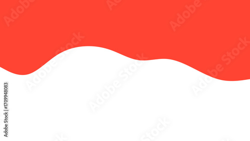 Vibrant abstract background featuring a dynamic wavy line separating bright red and clean white spaces. Ideal for minimalist design, banners, or presentations.