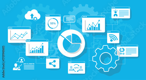 Digital data analytics business intelligence concepts charts graphs technology insights