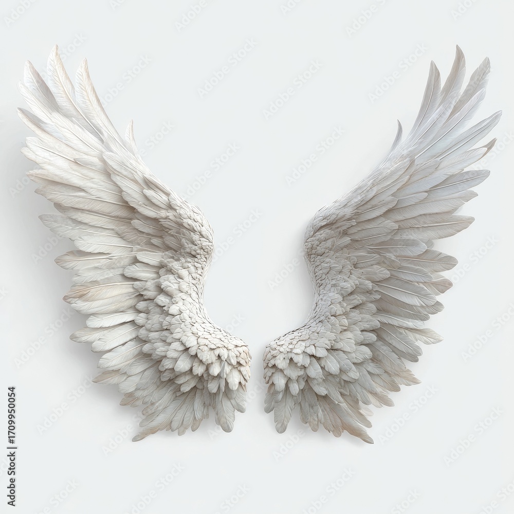 Fototapeta premium Pair of pristine white angel wings (3)