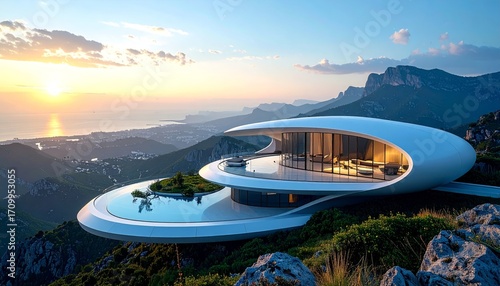 Wallpaper Mural Modern Futuristic Building with Curved Architectural Design Torontodigital.ca