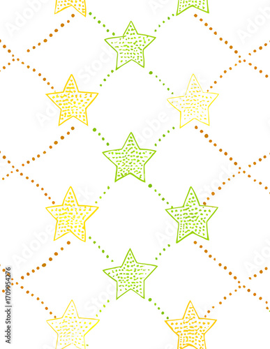 Motif vectoriel répétitif de style simple : étoiles et points