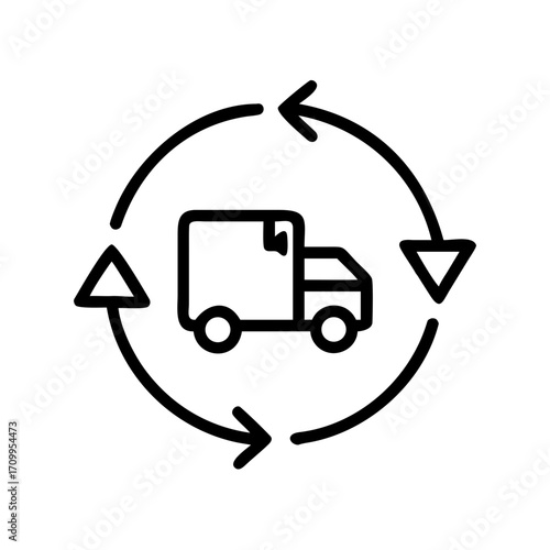 Delivery truck shipping logistics supply chain management distribution cycle icon vector illustration design