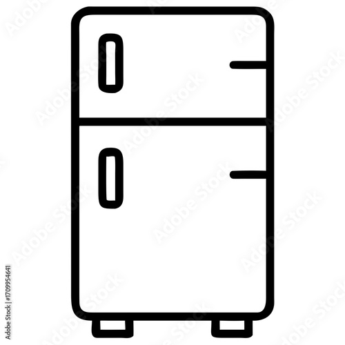 Outline refrigerator freezer appliance vector icon illustration for kitchen home appliance and storage needs