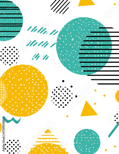 Motif vectoriel sans couture : cercles, lignes et points