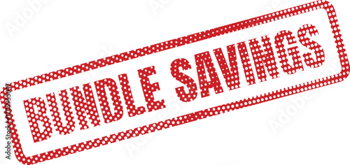 A red stamp announces bundle savings with a white polka dot pattern