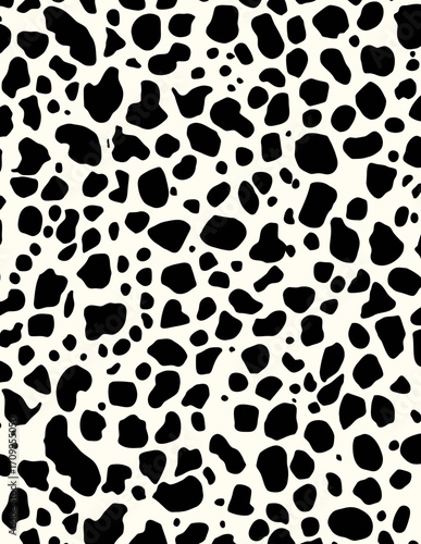 Motif vectoriel sans couture, taches noires irrégulières sur fond blanc
