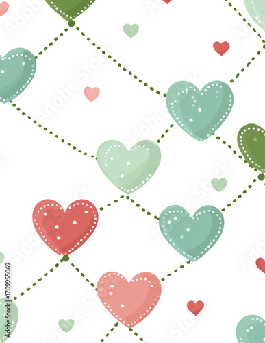 Motif vectoriel sans couture de cœurs pastel