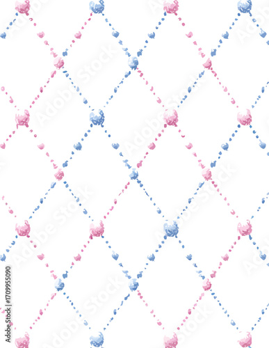 Motif géométrique sans couture, croisillon, rose et bleu pastel