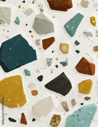 Motif Terrazzo Vectoriel Sans Couture, Style Minimaliste