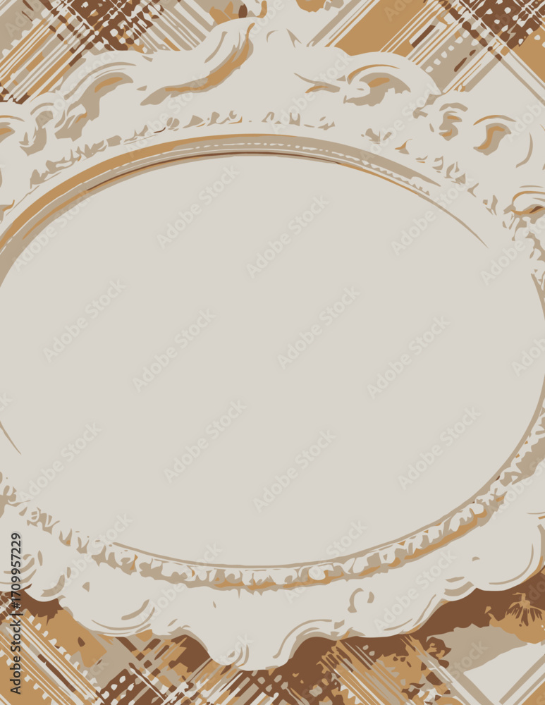 Cadre ornemental vectoriel, style simple, orientation verticale, beige et or