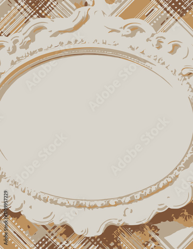 Cadre ornemental vectoriel, style simple, orientation verticale, beige et or