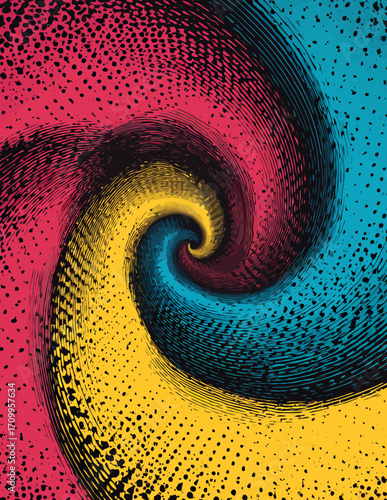 Spirale abstraite vibrante et dynamique, style vectoriel