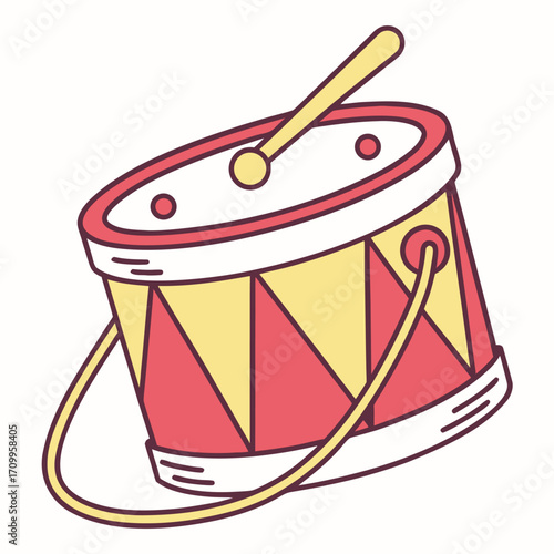 An illustration of a decorated djembe drum with drumsticks perfect for a rhythmic percussion design