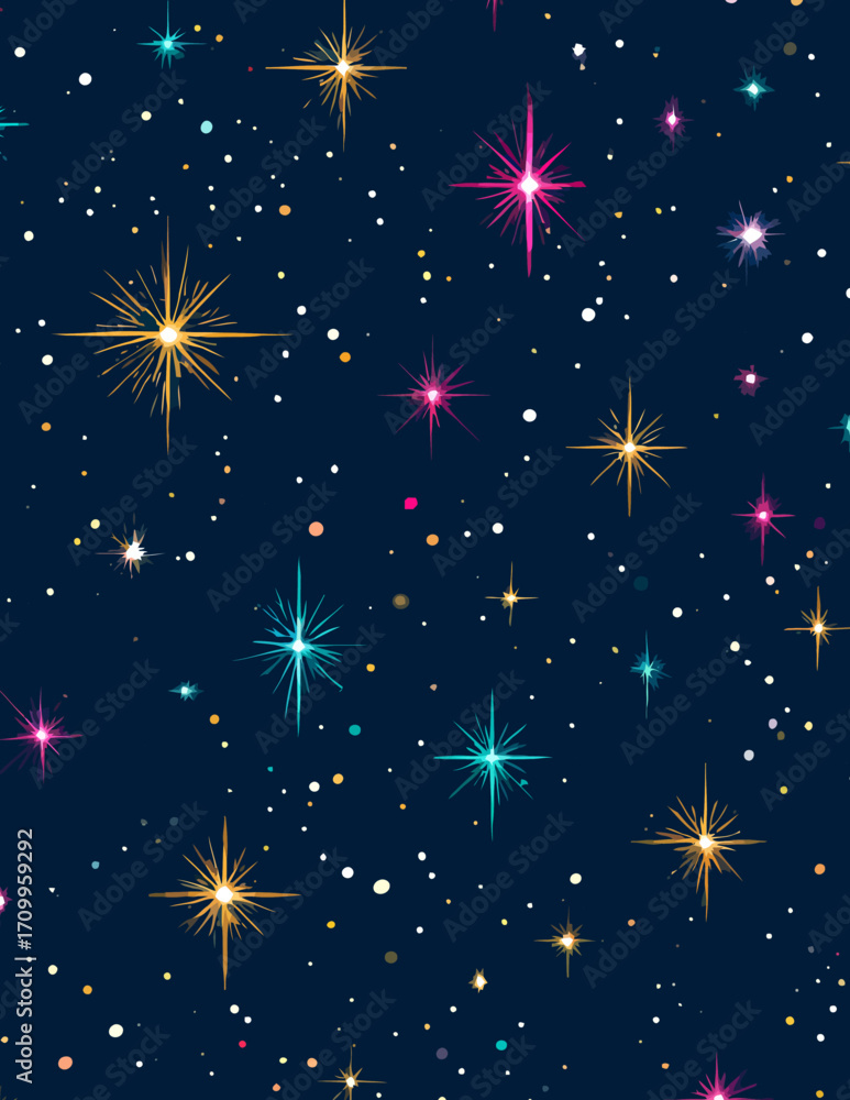Fond vectoriel festif étoilé, style simple et fantaisiste