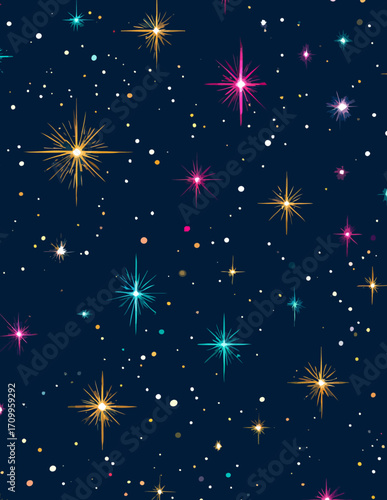 Fond vectoriel festif étoilé, style simple et fantaisiste