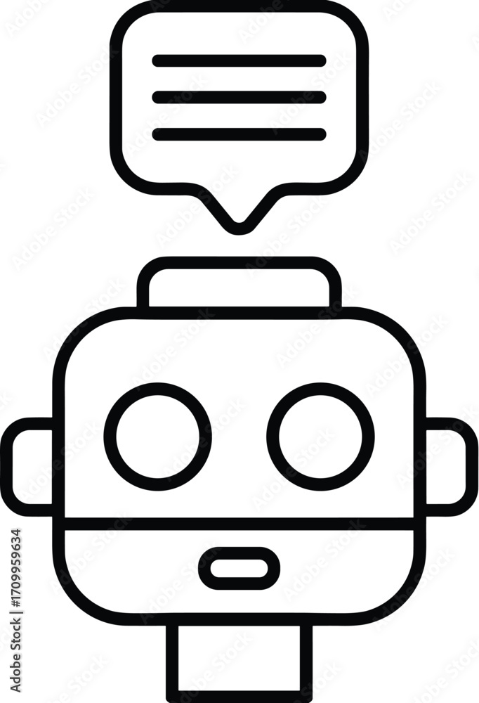 Fototapeta premium Chat Bot Icon Vector – AI Assistant, Messaging, and Customer Support Symbol